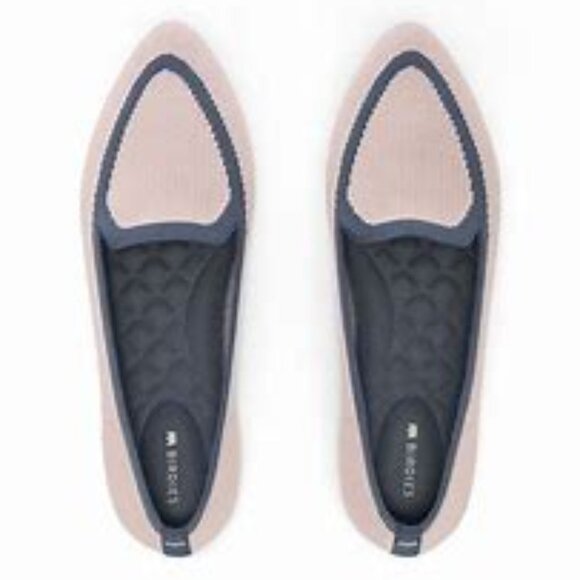 Birdies Blackbird Knit Pointed Toe Flats Loafers Washable Pink & Gray SZ…